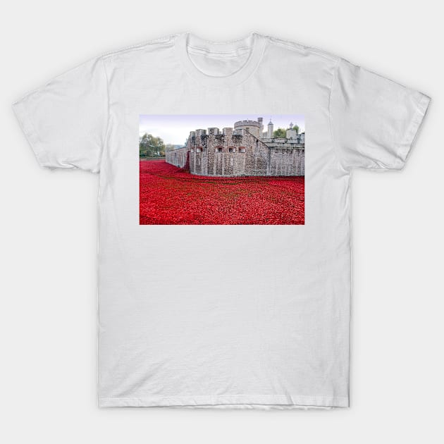 Tower of London Red Poppy T-Shirt by AndyEvansPhotos